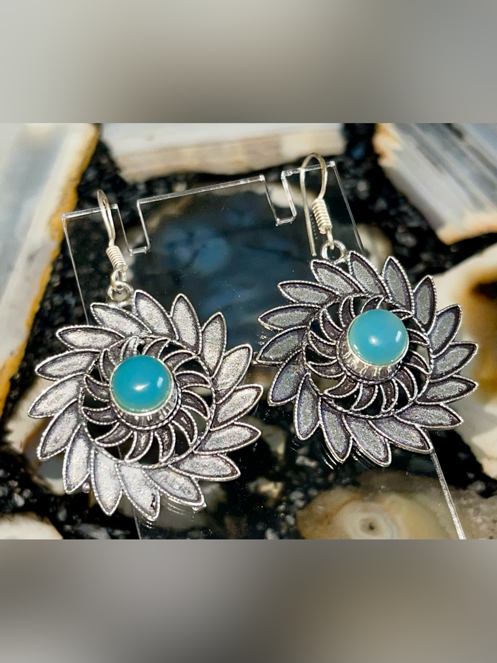 Blue Chalcedony Earrings 2”